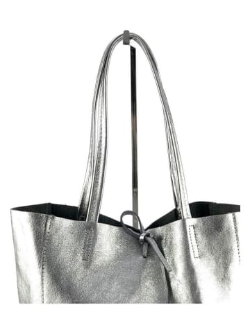 Marlon Leder-Shopper in Silber - (B)37 x (H)40 x (T)12 cm