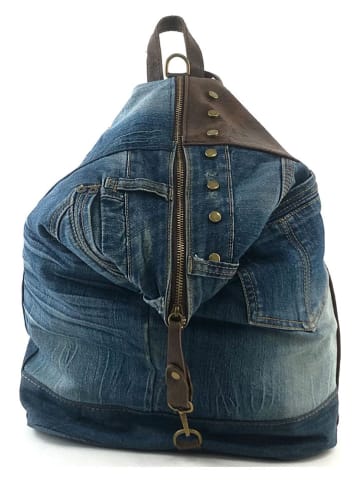 Marlon Rugzak donkerblauw/donkerbruin - (B)31 x (H)41 x (D)13,5 cm