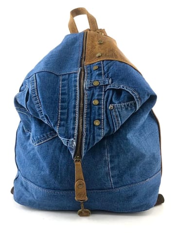 Marlon Rucksack in Dunkelblau/ Cognac - (B)31 x (H)41 x (T)13,5 cm