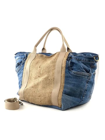 Marlon Henkeltasche in Blau/ Beige - (B)58 x (H)32 x (T)28 cm