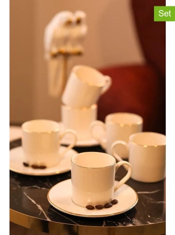 Hermia 6er-Set: Kaffeetassen in Weiß/ Gold - 100 ml