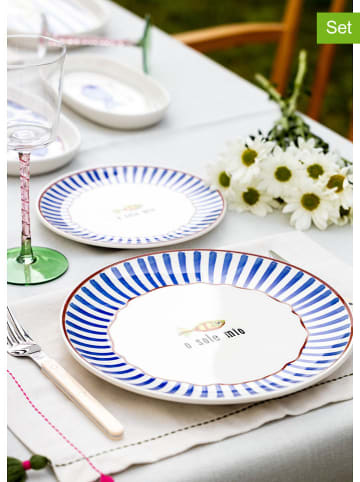 Hermia 6er-Set: Speiseteller in Weiß/ Blau - Ø 26 cm