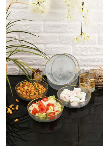 Hermia 6er-Set: Servierschalen in Transparent/ Gold - Ø 14 cm