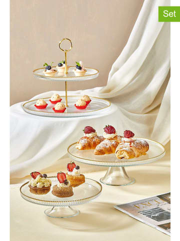 Hermia 3tlg. Kuchen-Servierset in Transparent/ Gold