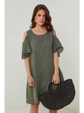 Rodier Lin Lniana sukienka w kolorze khaki