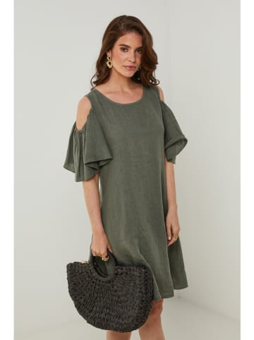 Rodier Lin Leinen-Kleid in Khaki