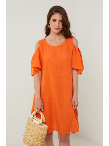 Rodier Lin Leinen-Kleid in Orange