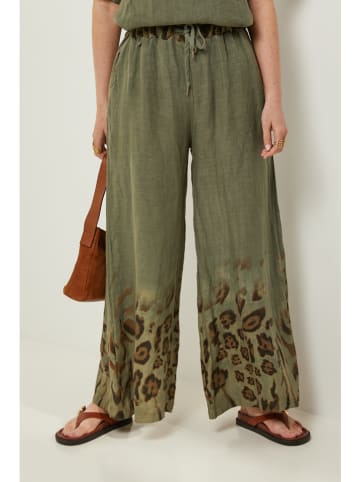 Rodier Lin Leinen-Marlenehose in Khaki