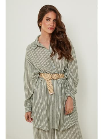 Rodier Lin Linnen blouse kaki/wit