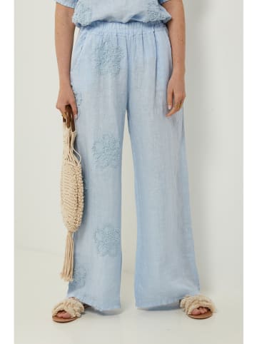 Rodier Lin Leinen-Marlenehose in Hellblau