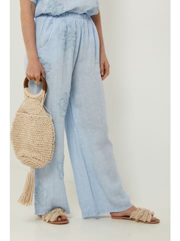Rodier Lin Leinen-Marlenehose in Hellblau