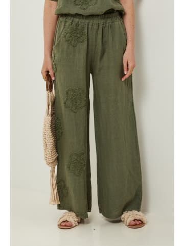 Rodier Lin Leinen-Marlenehose in Khaki