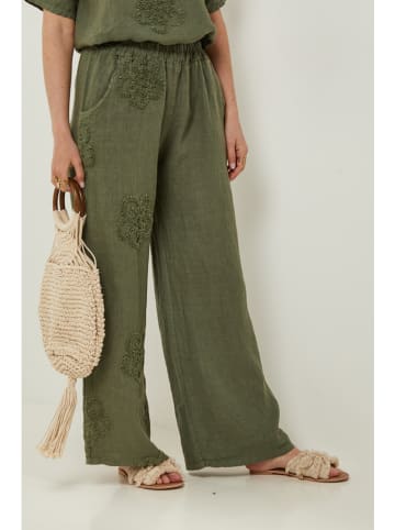 Rodier Lin Leinen-Marlenehose in Khaki