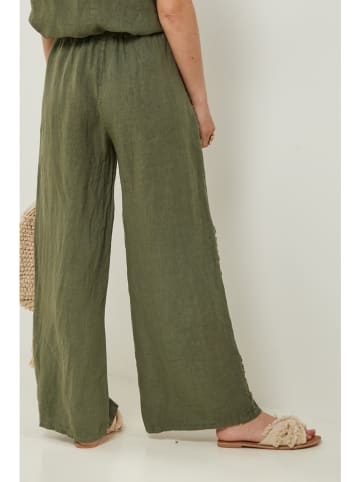 Rodier Lin Leinen-Marlenehose in Khaki
