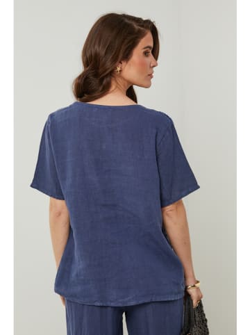 Rodier Lin Linnen shirt donkerblauw
