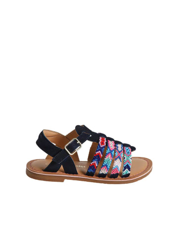 vertbaudet Leder-Sandalen in Schwarz/ Bunt