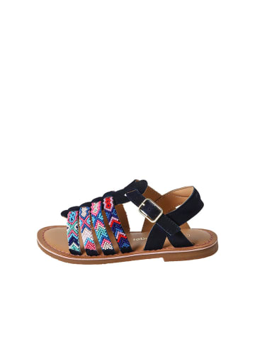 vertbaudet Leder-Sandalen in Schwarz/ Bunt