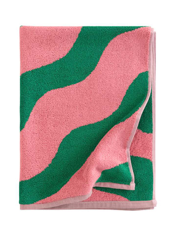 Jotex Handdoek "Waves" groen/lichtroze