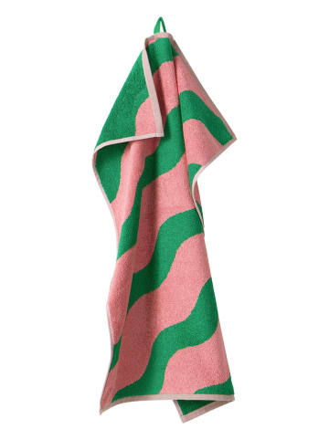 Jotex Handdoek "Waves" groen/lichtroze