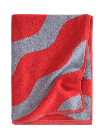 Jotex Handdoek "Waves" rood/grijs