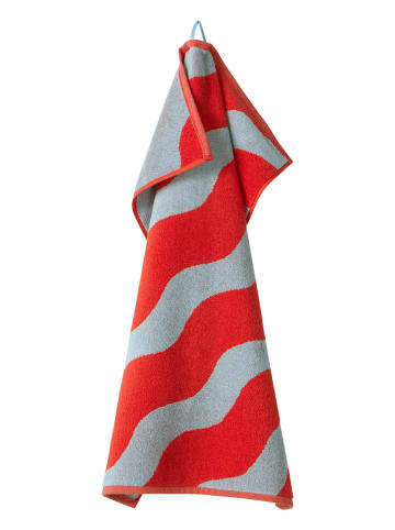 Jotex Handtuch ''Waves'' in Rot/ Grau