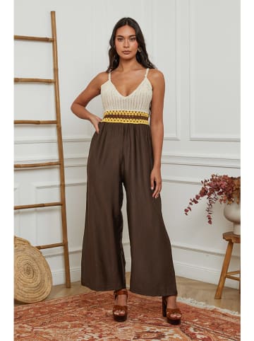 La Compagnie Du Lin Jumpsuit in Braun/ Creme