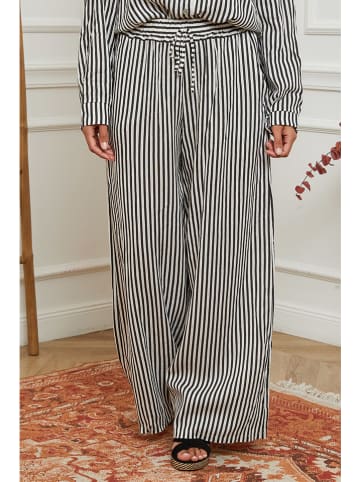 La Compagnie Du Lin Marlenehose in Schwarz/ Weiß