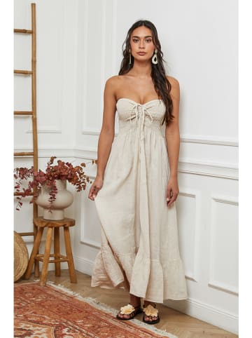 La Compagnie Du Lin Leinen-Kleid in Creme