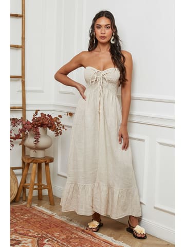 La Compagnie Du Lin Leinen-Kleid in Creme