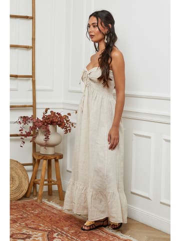 La Compagnie Du Lin Leinen-Kleid in Creme