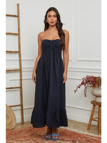 La Compagnie Du Lin Leinen-Kleid in Dunkelblau