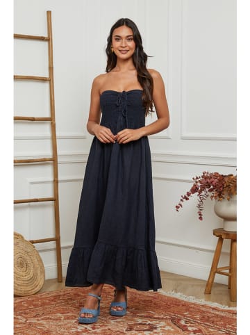 La Compagnie Du Lin Leinen-Kleid in Dunkelblau