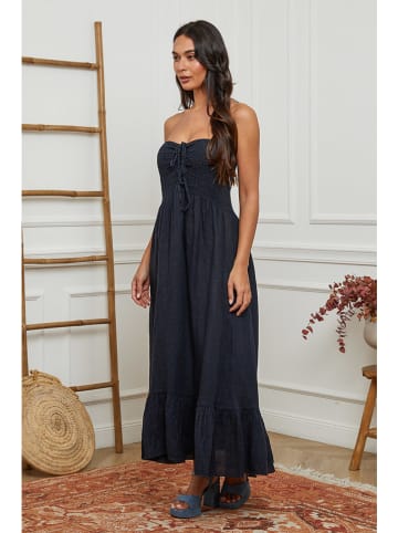 La Compagnie Du Lin Leinen-Kleid in Dunkelblau
