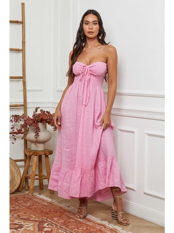 La Compagnie Du Lin Leinen-Kleid in Rosa