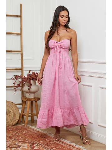 La Compagnie Du Lin Leinen-Kleid in Rosa