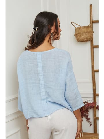 La Compagnie Du Lin Linnen blouse lichtblauw