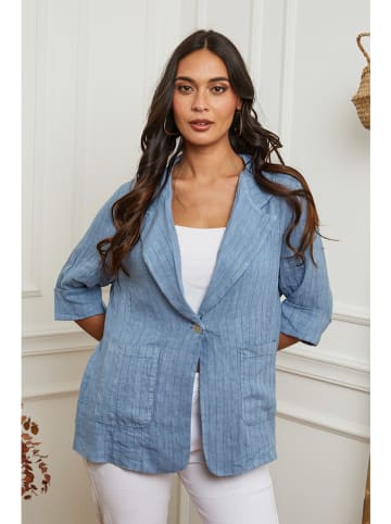 La Compagnie Du Lin Linnen blazer lichtblauw