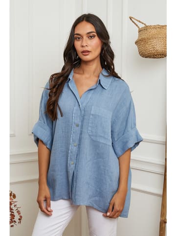 La Compagnie Du Lin Linnen blouse lichtblauw