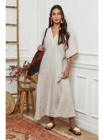 La Compagnie Du Lin Leinen-Kleid in Creme