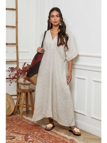 La Compagnie Du Lin Leinen-Kleid in Creme