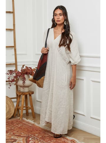La Compagnie Du Lin Leinen-Kleid in Creme