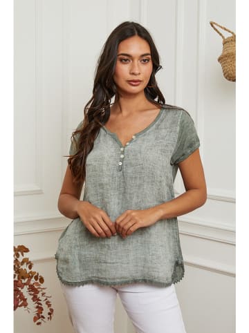 La Compagnie Du Lin Linnen shirt kaki