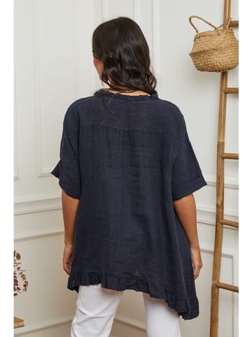 La Compagnie Du Lin Linnen tuniek donkerblauw