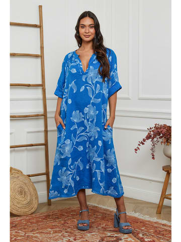 La Compagnie Du Lin Leinen-Kleid in Blau