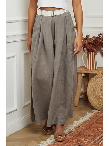 La Compagnie Du Lin Leinen-Marlenehose in Beige