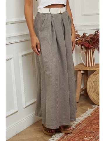 La Compagnie Du Lin Leinen-Marlenehose in Beige