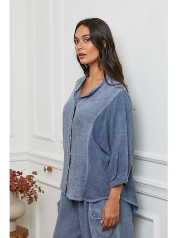 La Compagnie Du Lin Leinen-Bluse in Blau
