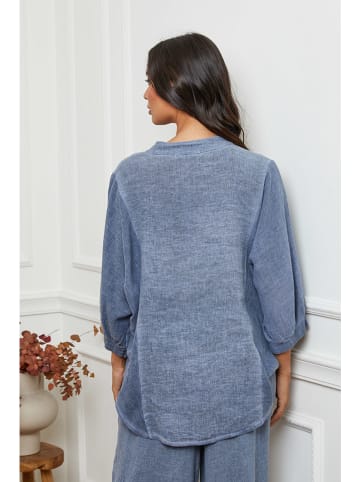 La Compagnie Du Lin Leinen-Bluse in Blau