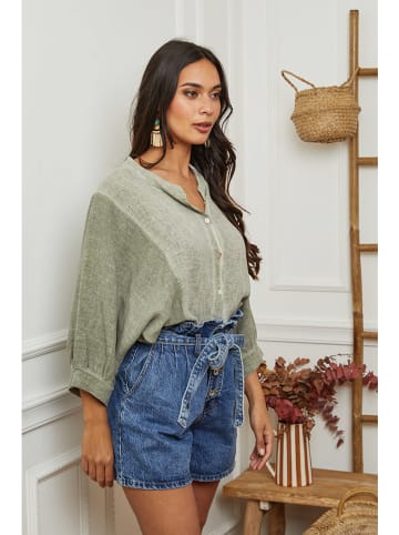 La Compagnie Du Lin Linnen blouse kaki