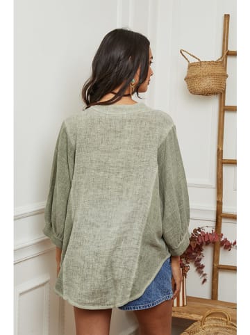 La Compagnie Du Lin Linnen blouse kaki